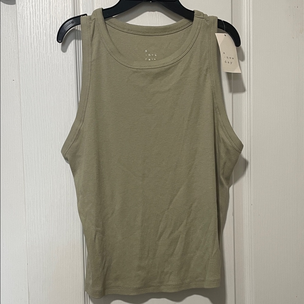 a new day Olive Ribbed Crewneck Tank Top